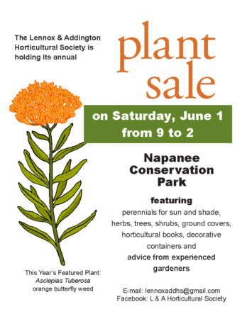 Lennox and Addington Hort Society plant sale June 1 2019